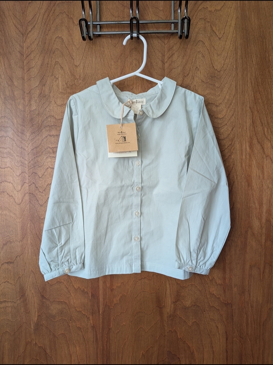 Olive Juice Other - Boutique Button-Down Shirt with Peter Pan Collar - Light Sage